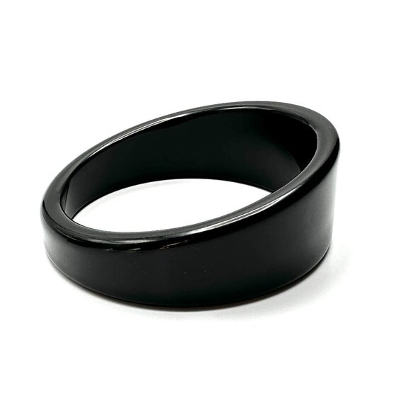 Vintage Black Asymmetrical Lucite Bangle Duo —  Both Size 8 1/4 — Vintage — EUC - Picture 9 of 12